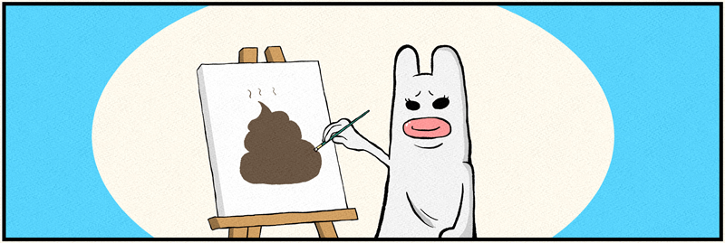 絵を描いているウサギ